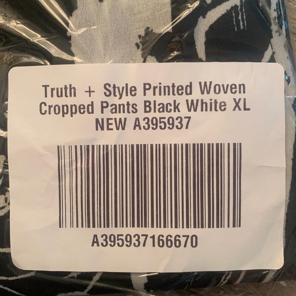 NWT TRUTH + STYLE PRINTED WOVEN CROPPED PANTS BLACK & WHITE XL - Picture 12 of 13